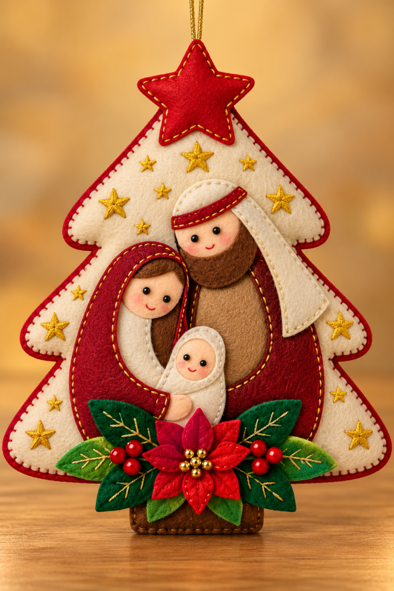 Felt Christmas Tree Ornament (Nativity Scene) Pattern - Creative ...
