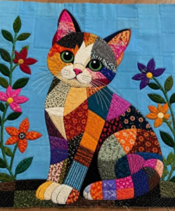 Cat themed patchwork wall hanging Pattern - Creative.craftsforlove.com